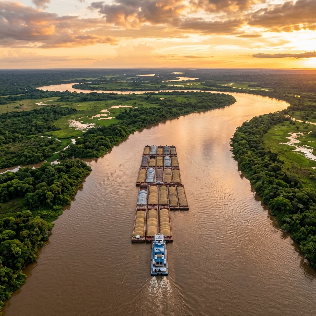 Hidrovía Paraná-Paraguay vista aérea